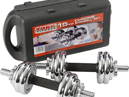 York Fitness 15KG Chrome Dumbbell Set