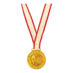 Gold Victory Medal with Red & White Ribbon