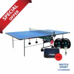 Stiga Outdoor Roller Table Tennis Table with Net -Free Two Stiga Clash Table Tennis Racket and Stiga Double Wallet for Table Tennis Bat