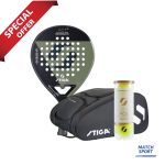 Stiga Padel Racket ACT Black/Olive +Stiga Padel Ball ACE Pack +Stiga Padel Bag Court Black