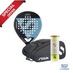 Stiga Padel Racket ACT Black/Blue +Stiga Padel Ball ACE Pack +Stiga Padel Bag Court Black