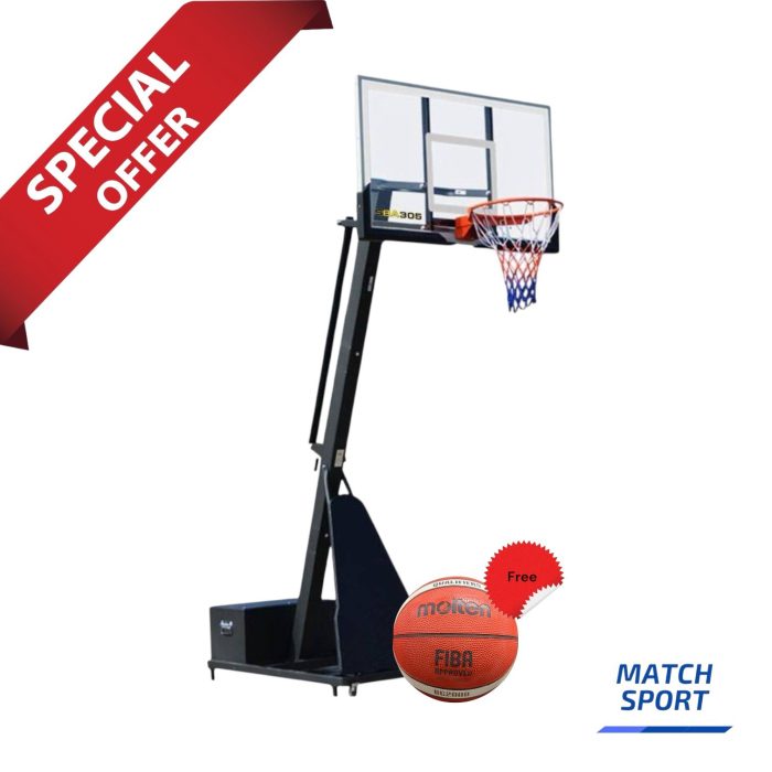 Adjustable Portable Basketball Hoop System-Free Molten Basketball Ball ...